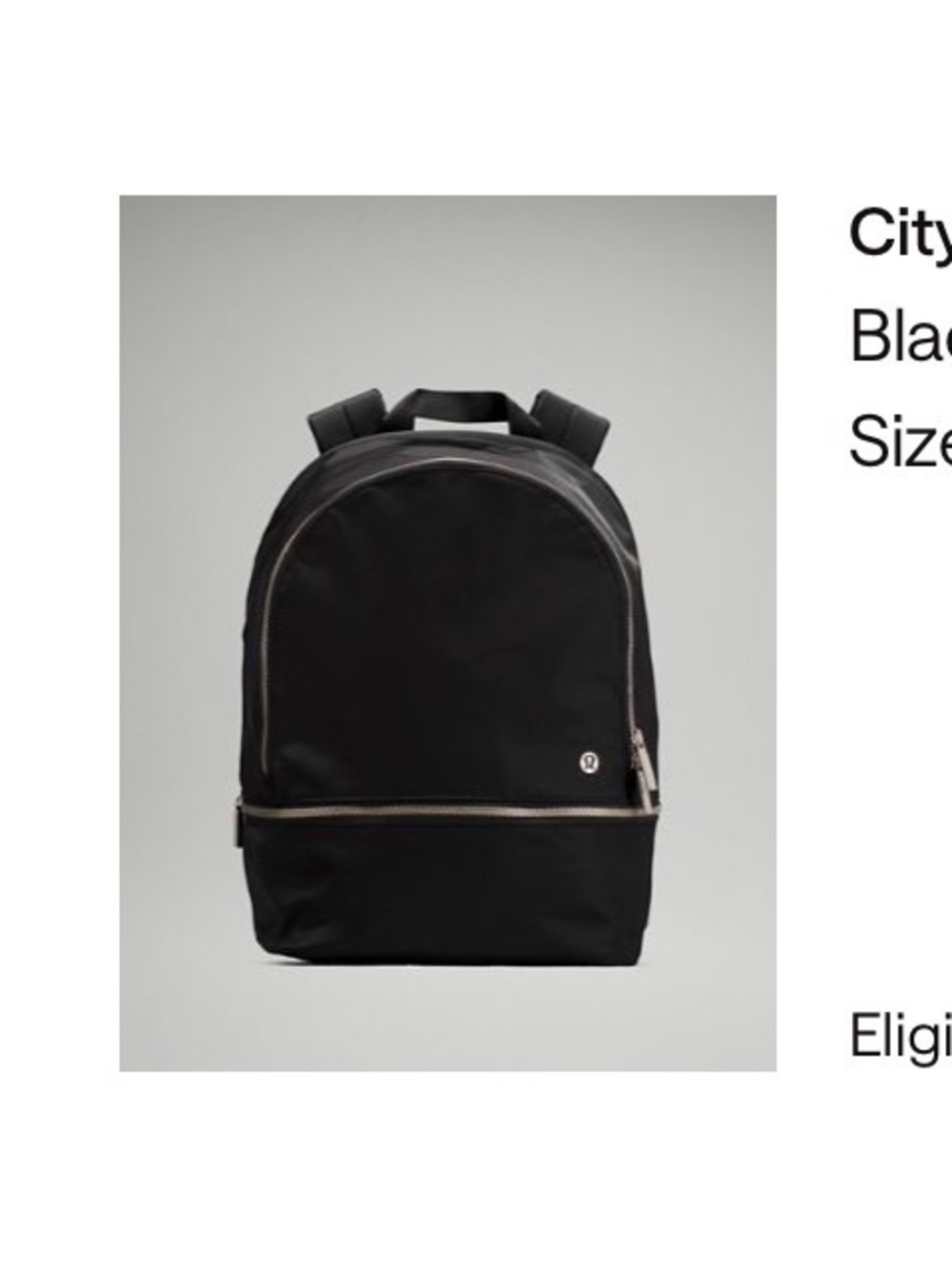 lululemon athletica Black Everyday Zip Backpack